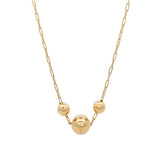 3 Ball Paperclip Chain Necklace 18k Gold Plated