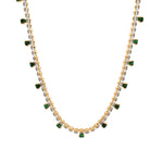 Fringe CZ Necklace 18k Gold Plated, Green Cubic Zirconia