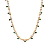 Fringe CZ Necklace 18k Gold Plated, Green Cubic Zirconia