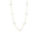 Enamel Heart Station Necklace 18k Gold Plated, White Enamel