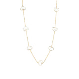 Enamel Heart Station Necklace 18k Gold Plated, White Enamel