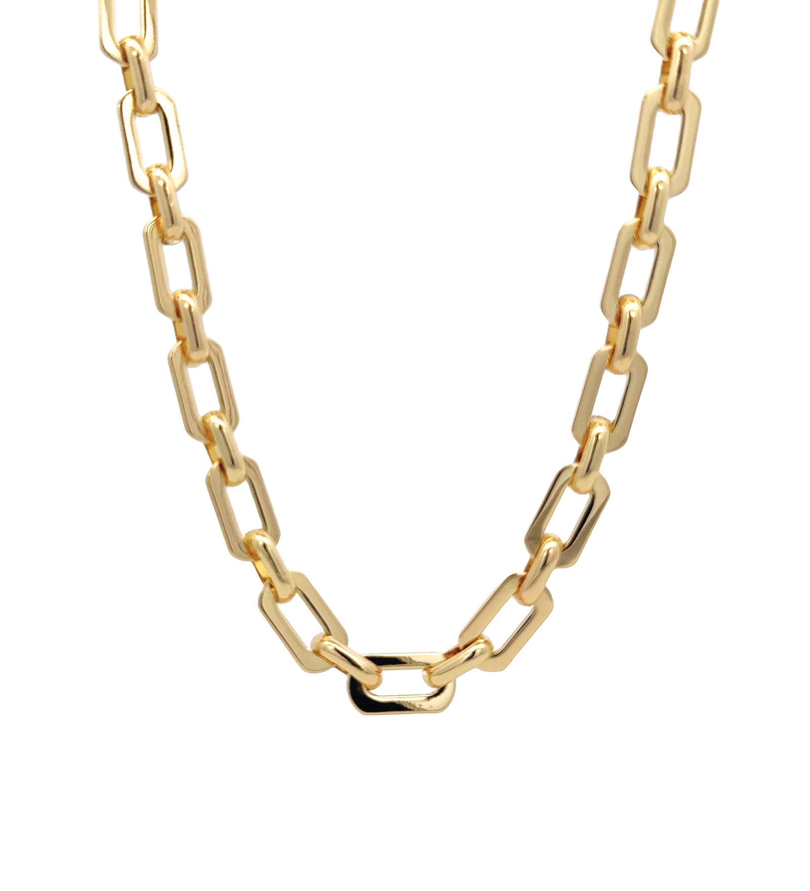 Oval Square Link Necklace 18k Gold Plated