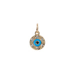 Baseline-Evil Eye Pavé Enamel Round Charm-Necklaces-18k Gold Plated, Cubic Zirconia, Blue Enamel-Blue Ruby Jewellery-Vancouver Canada