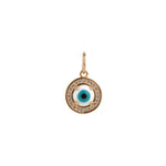 Round Evil Eye Pavé Charm 18k Gold Plated, Cubic Zirconia