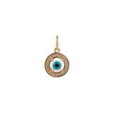 Round Evil Eye Pavé Charm 18k Gold Plated, Cubic Zirconia