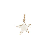 Large Star Enamel Charm 18k Gold Plated, White Enamel