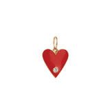 Heart Single CZ Enamel Charm 18k Gold Plated, Cubic Zirconia