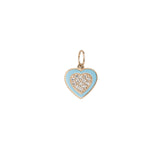 Pavé Heart Centre Enamel Charm 18k Gold Plated, Cubic Zirconia