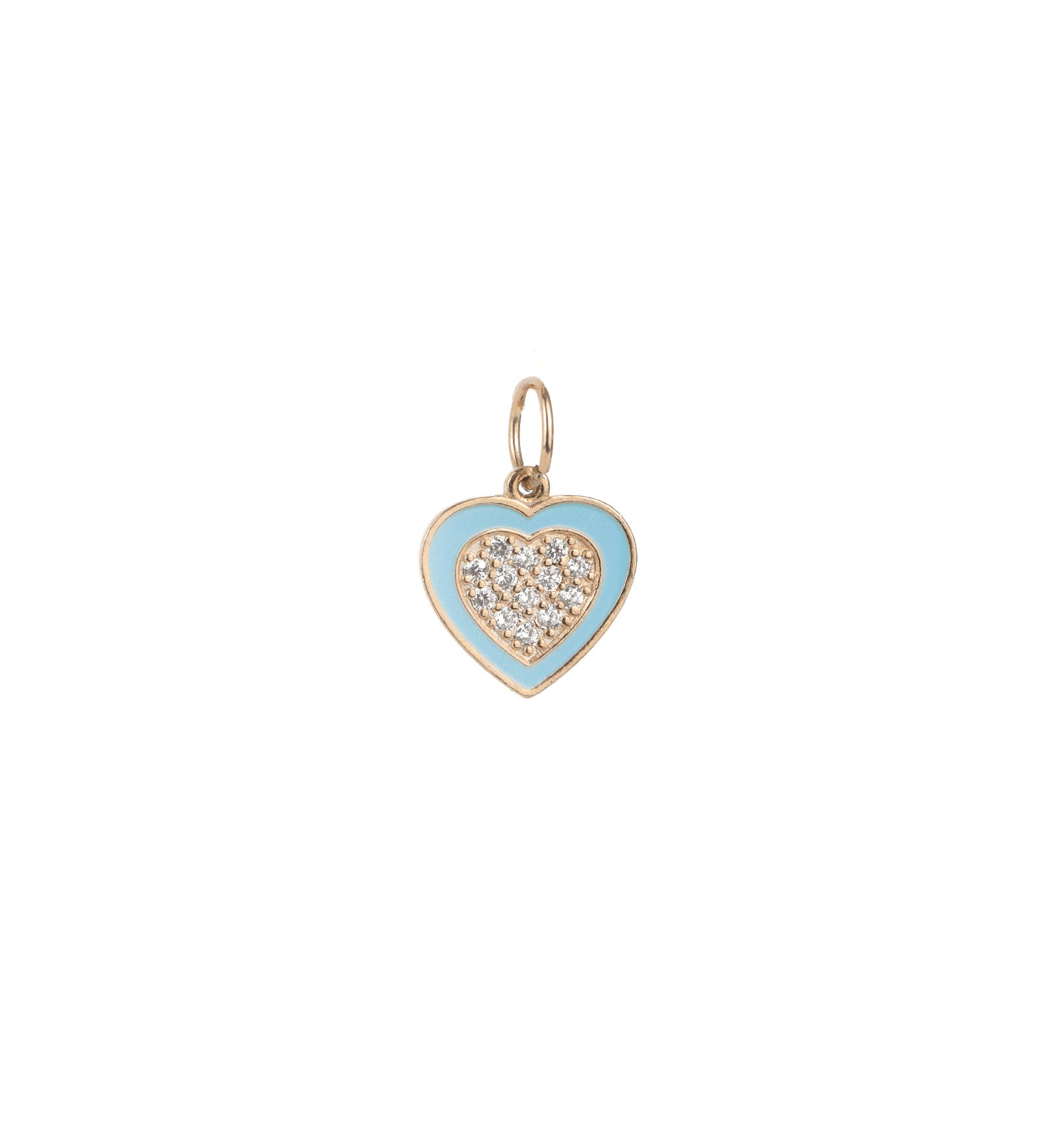 Pavé Heart Centre Enamel Charm 18k Gold Plated, Cubic Zirconia