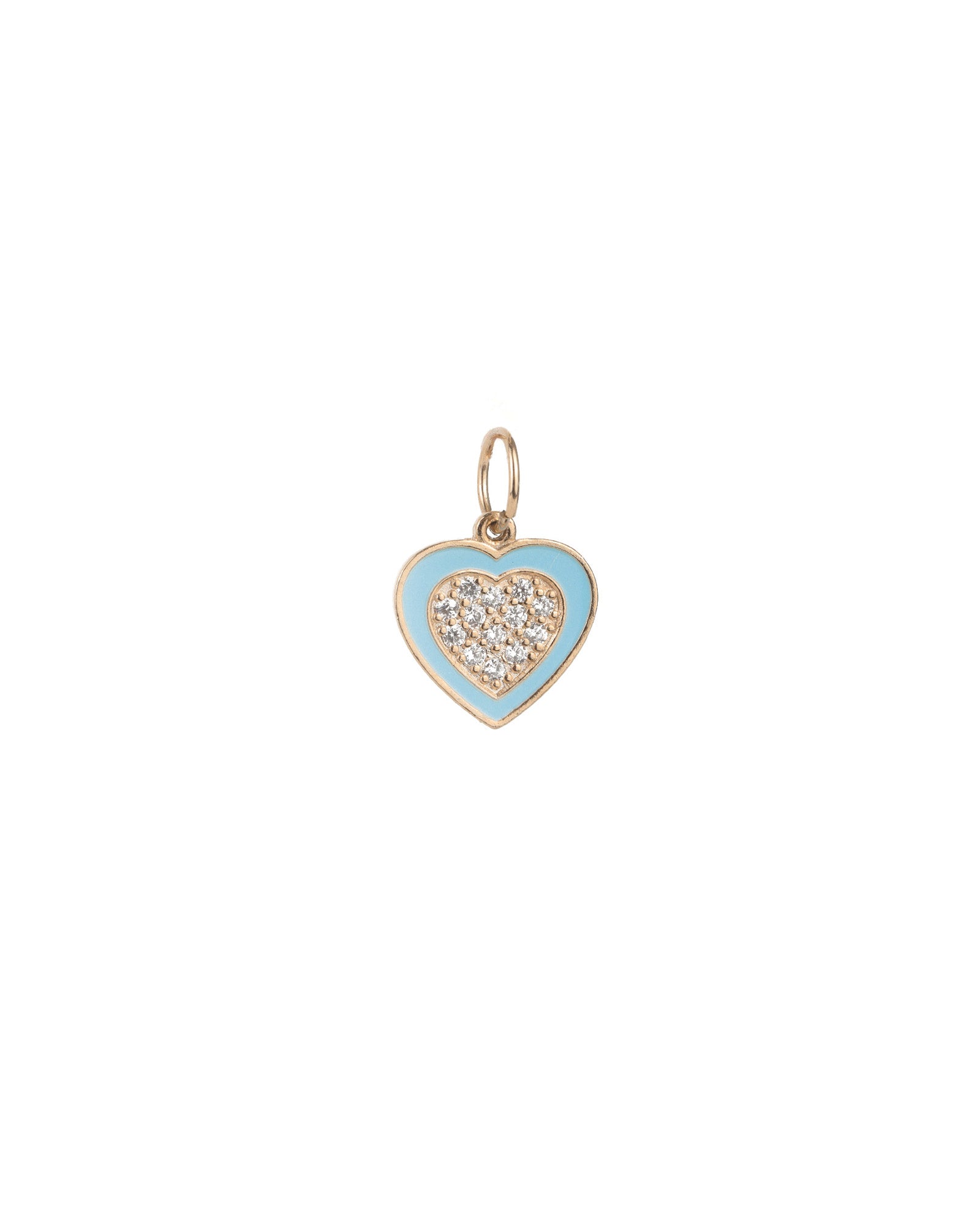 Pavé Heart Centre Enamel Charm 18k Gold Plated, Cubic Zirconia