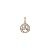 Smiley Face Pavé Charm 18k Gold Plated, Cubic Zirconia