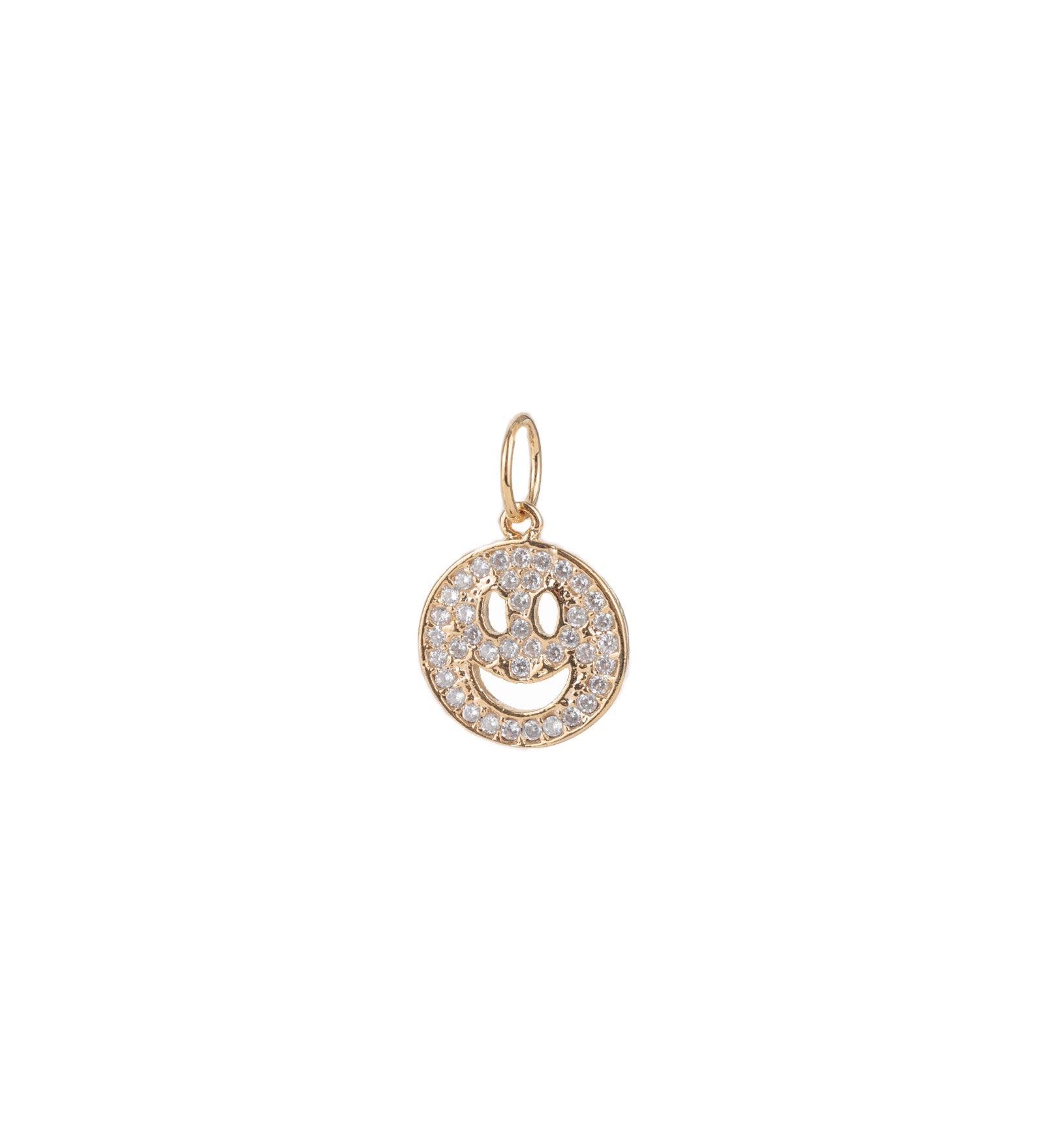 Smiley Face Pavé Charm 18k Gold Plated, Cubic Zirconia