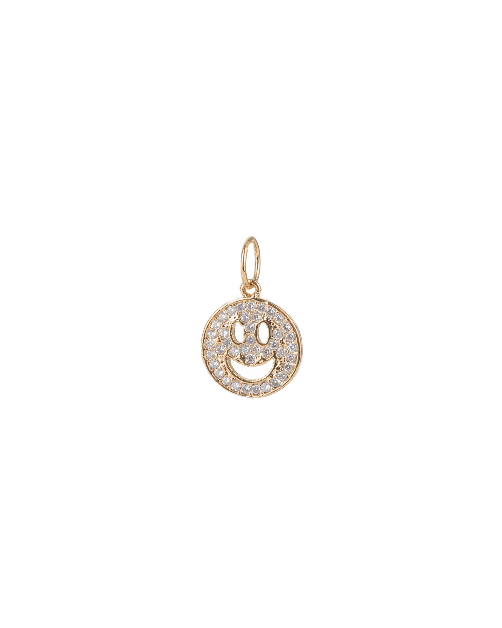 Smiley Face Pavé Charm 18k Gold Plated, Cubic Zirconia