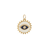 Enamel Eye Burst Charm 18k Gold Plated, White Enamel