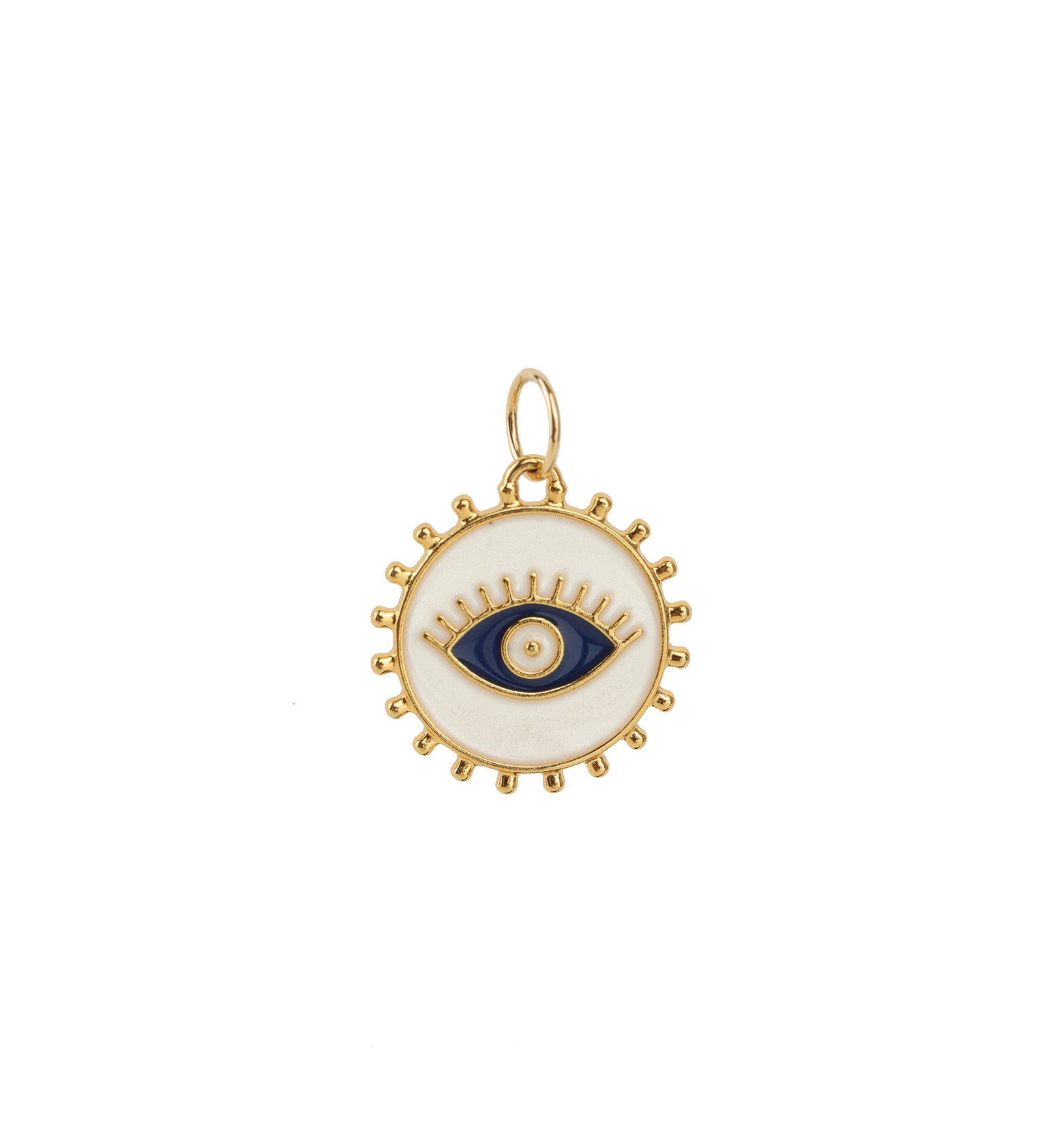 Enamel Eye Burst Charm 18k Gold Plated, White Enamel