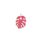 Leaf Enamel Charm 18k Gold Plated, Hot Pink Enamel