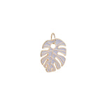 Leaf Enamel Charm 18k Gold Plated, Light Purple Enamel