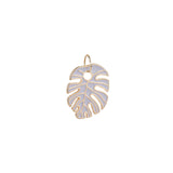 Leaf Enamel Charm 18k Gold Plated, Light Purple Enamel