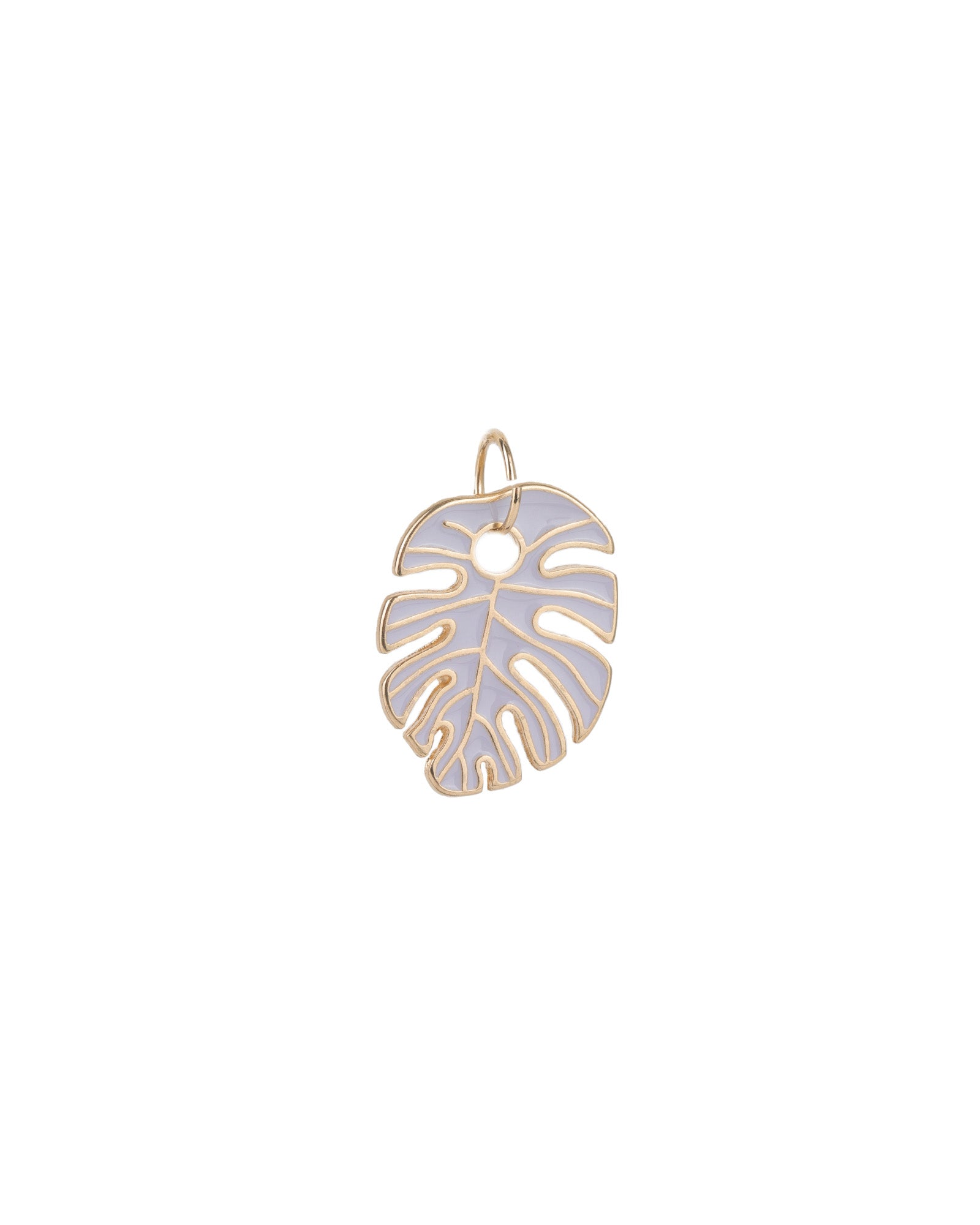 Leaf Enamel Charm 18k Gold Plated, Light Purple Enamel