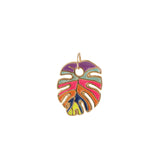 Leaf Enamel Charm 18k Gold Plated, Multi Enamel