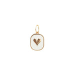 Heart Enamel Rectangle Charm 18k Gold Plated, White Enamel