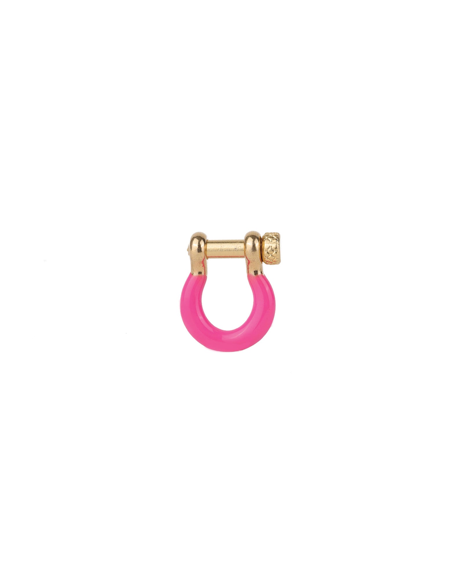 Enamel Carabiner 18k Gold Plated, Hot Pink Enamel