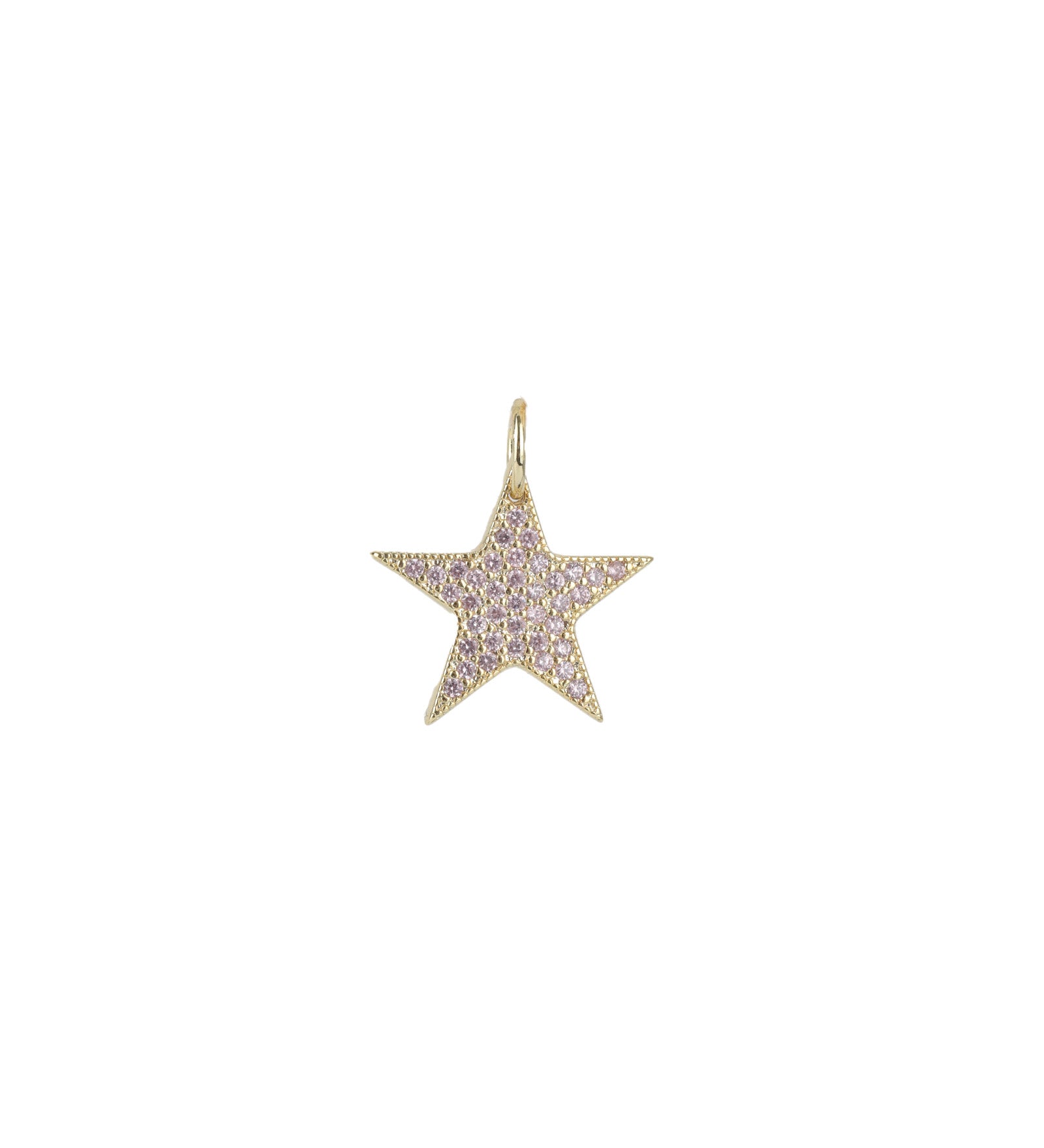 Pavé Star Charm 18k Gold Plated, Light Pink Cubic Zirconia