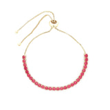 Baseline-Round CZ Pull Bracelet-Bracelets-18k Gold Plated, Hot Pink Cubic Zirconia-Blue Ruby Jewellery-Vancouver Canada