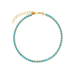 Baseline-CZ 2mm Bracelet-Bracelets-18k Gold Plated, Turquoise Cubic Zirconia-Blue Ruby Jewellery-Vancouver Canada