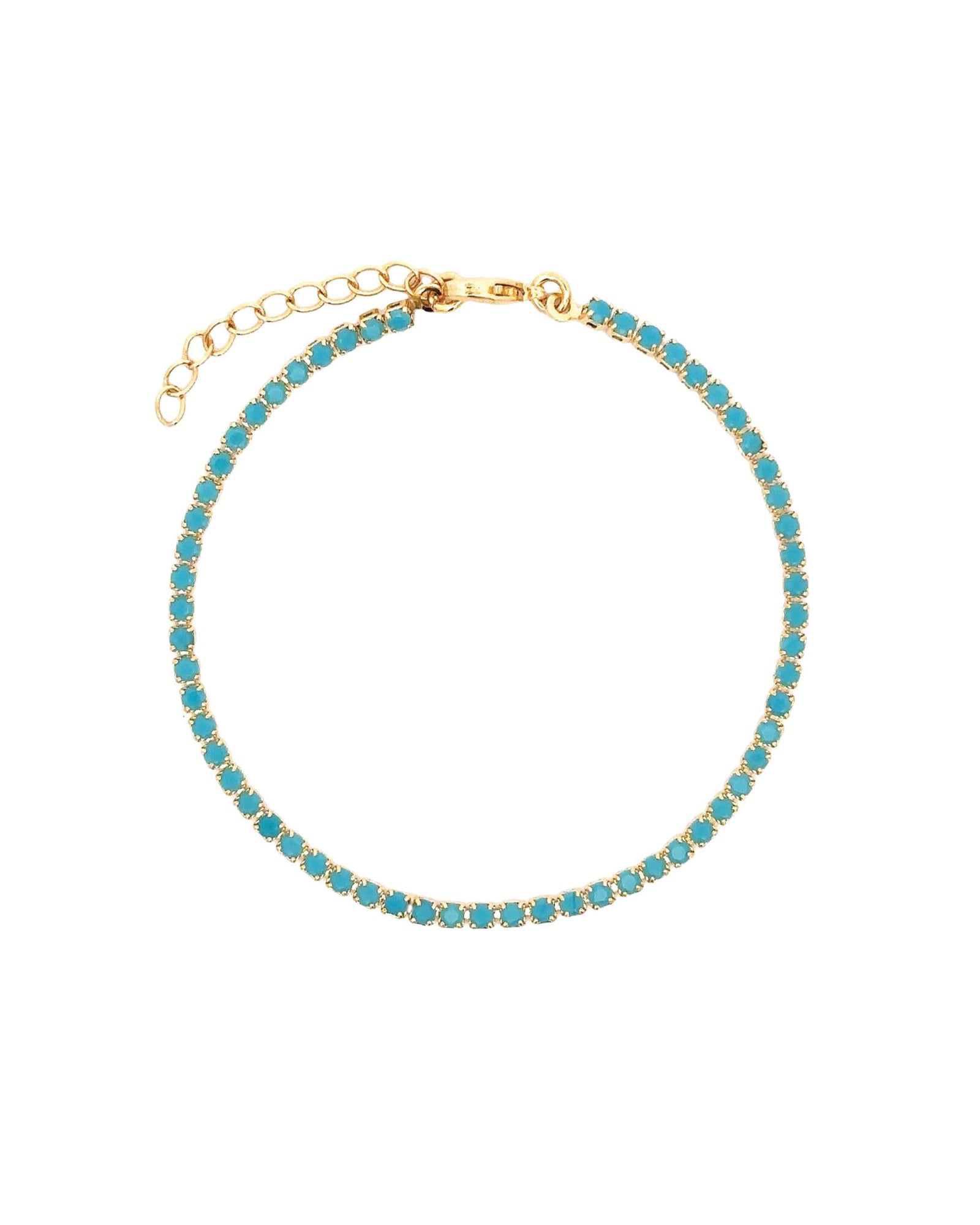 Baseline-CZ 2mm Bracelet-Bracelets-18k Gold Plated, Turquoise Cubic Zirconia-Blue Ruby Jewellery-Vancouver Canada