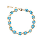 Baseline-Station Evil Eye Bracelet-Bracelets-18k Gold Plated, Blue Enamel-Blue Ruby Jewellery-Vancouver Canada