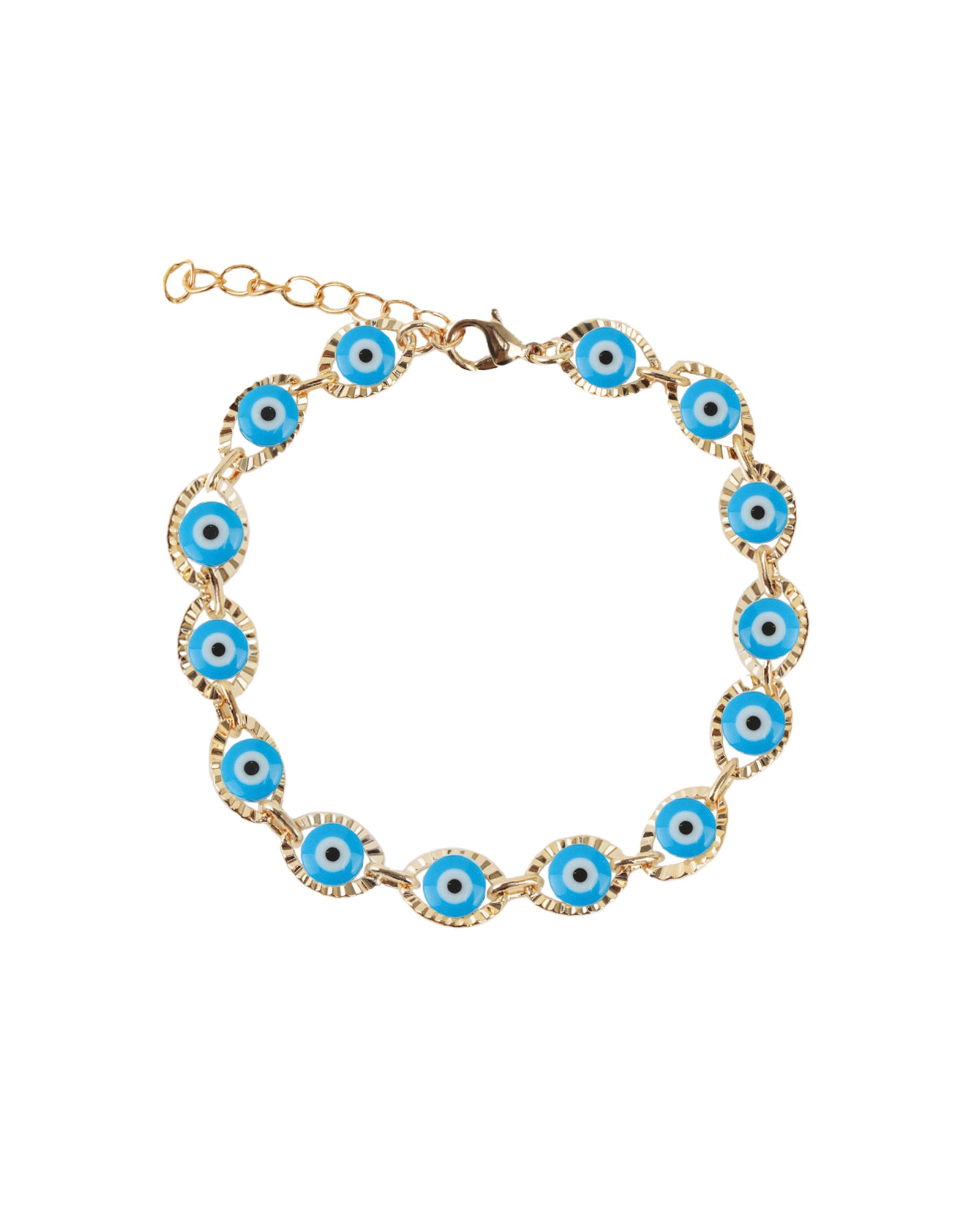 Baseline-Station Evil Eye Bracelet-Bracelets-18k Gold Plated, Blue Enamel-Blue Ruby Jewellery-Vancouver Canada