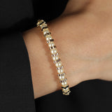 Pearl Spacer Elastic Bracelet 18k Gold Plated, White Pearl