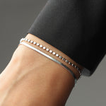 2 Row Herringbone Disc Bracelet Rhodium Plated