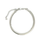 2 Row Herringbone Disc Bracelet Rhodium Plated