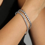 Tennis 4 Prong CZ Bracelet | 4mm Rhodium Plated, Cubic Zirconia