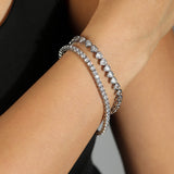 Tennis 4 Prong CZ Bracelet | 4mm Rhodium Plated, Cubic Zirconia