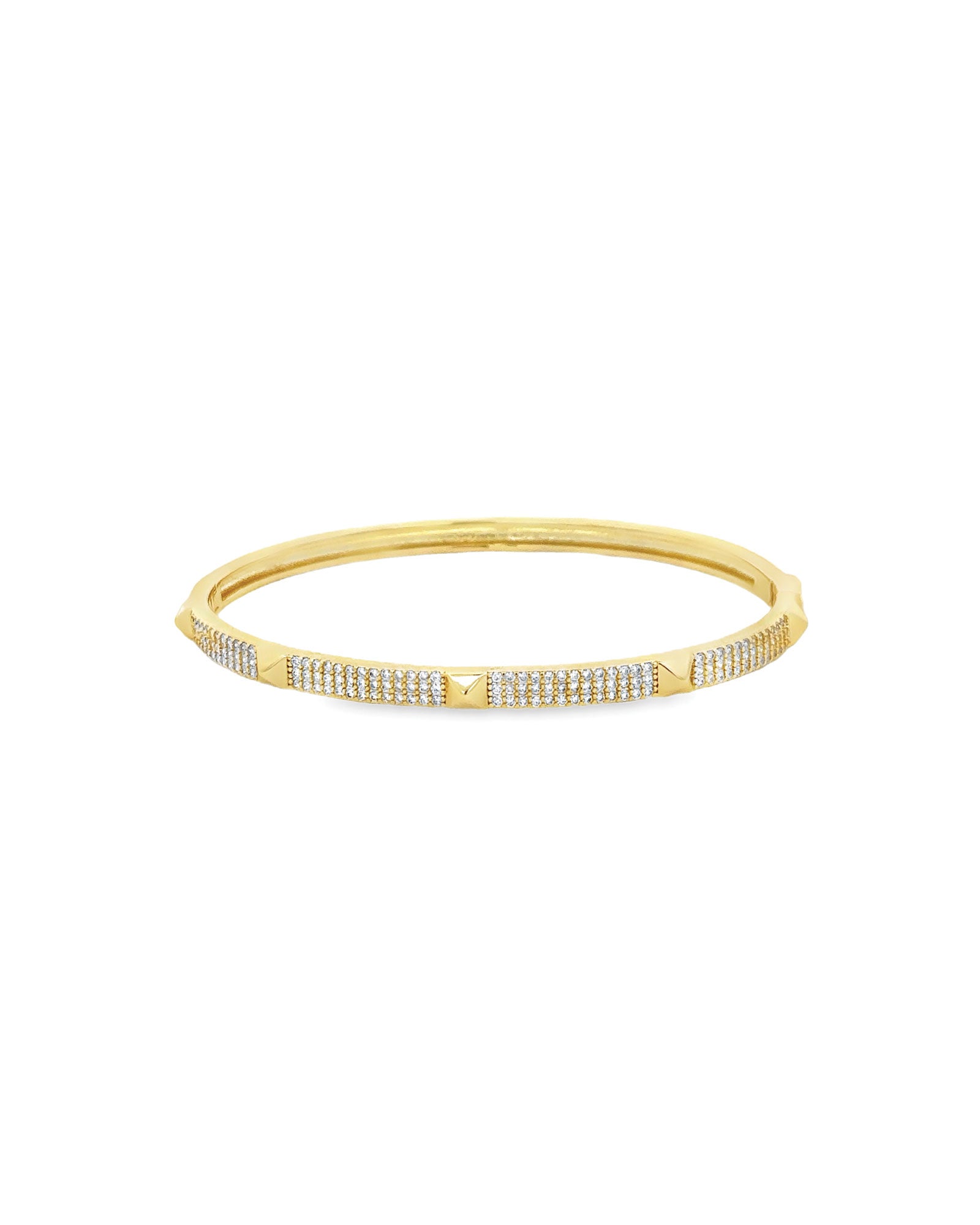 Pyramid Station Pavé Bangle 18k Gold Plated, Cubic Zirconia