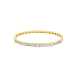 CZ Station Pavé Bangle 18k Gold Plated,  Cubic Zirconia