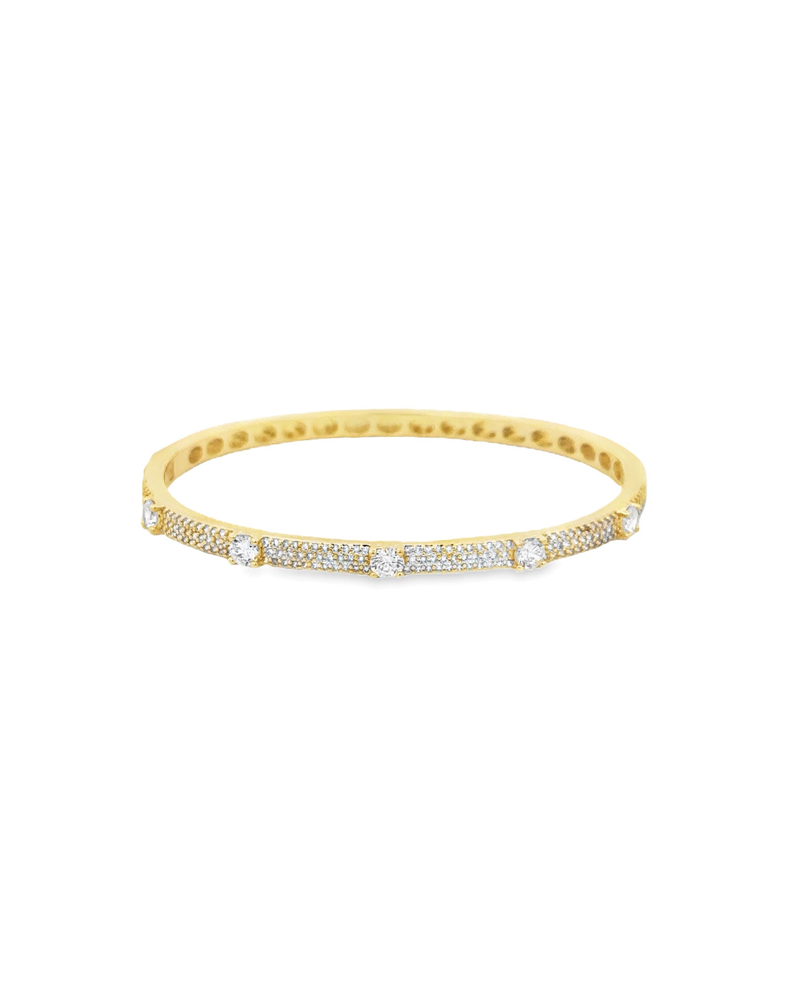 CZ Station Pavé Bangle 18k Gold Plated,  Cubic Zirconia