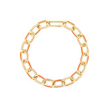 Oval Link Enamel Bracelet 18k Gold Plated, Orange Enamel