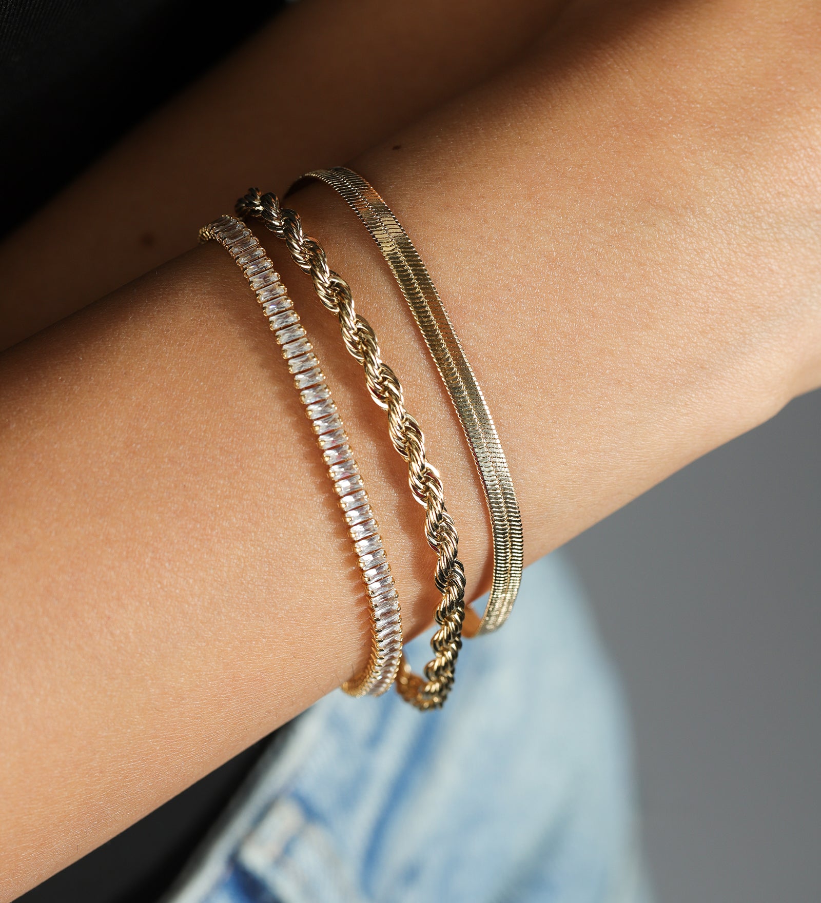 Herringbone Bracelet 18k Gold Plated