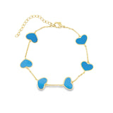 Baseline-Enamel Heart Station Bracelet-Bracelets-18k Gold Plated, Blue Enamel-Blue Ruby Jewellery-Vancouver Canada