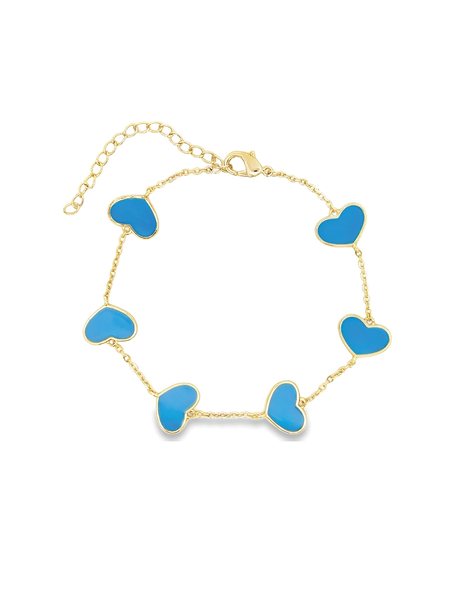 Baseline-Enamel Heart Station Bracelet-Bracelets-18k Gold Plated, Blue Enamel-Blue Ruby Jewellery-Vancouver Canada