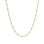 Enamel Chain Necklace Gold Plated, Turquoise Enamel