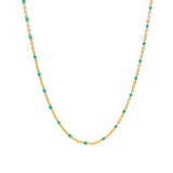 Enamel Chain Necklace Gold Plated, Turquoise Enamel