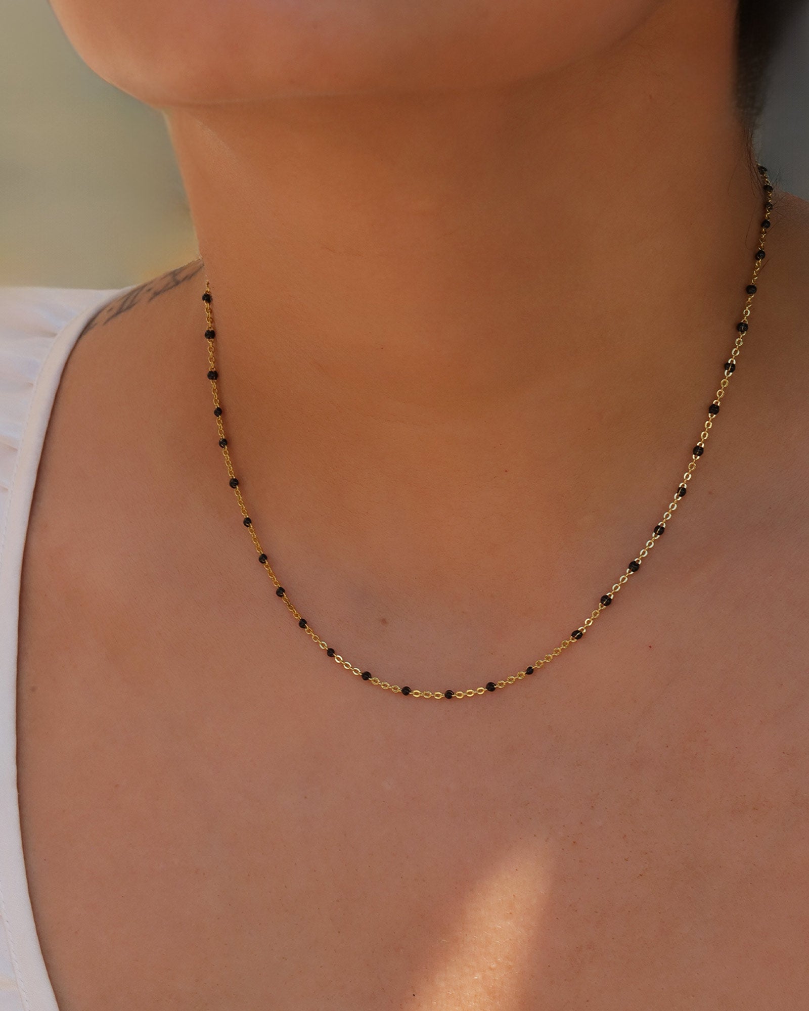 Charm Society-Enamel Chain Necklace-Necklaces-14k Gold Filled, Black Enamel-Blue Ruby Jewellery-Vancouver Canada