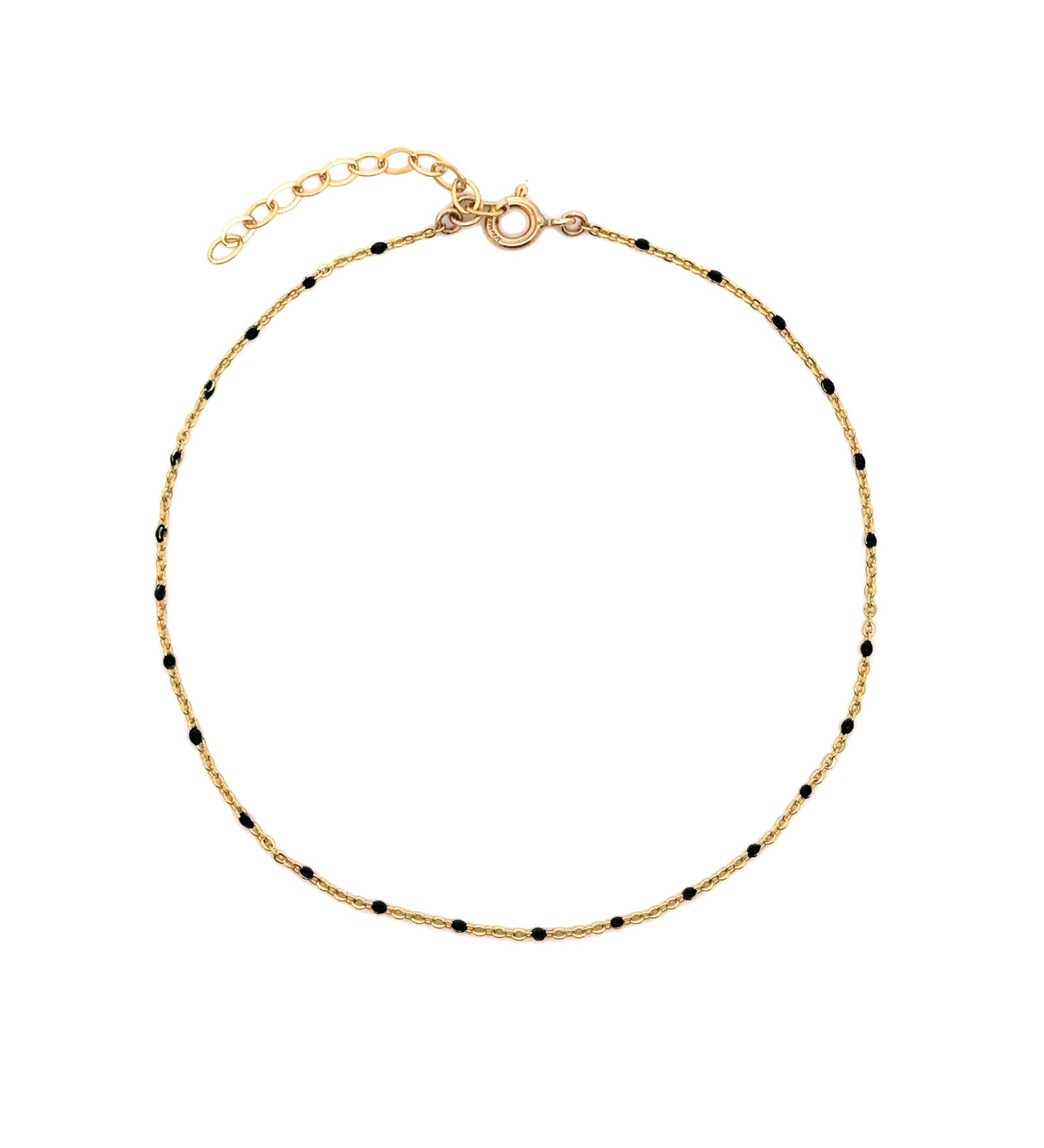 Enamel Chain Anklet 14k Gold Filled, Black Enamel