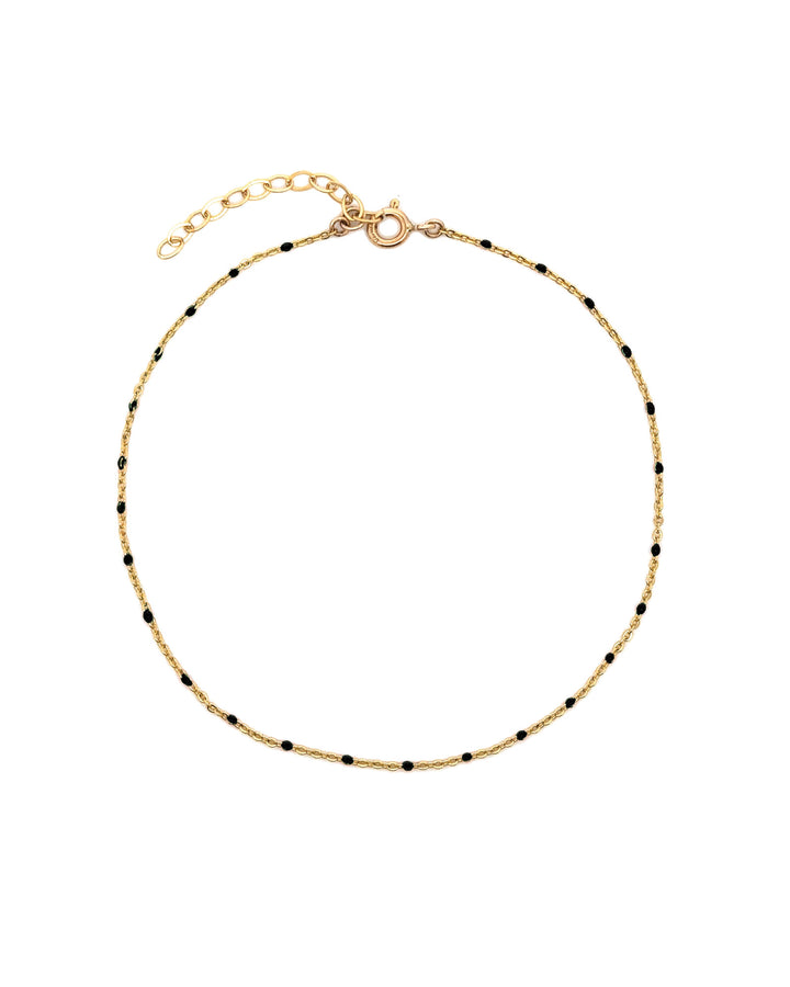 Enamel Chain Anklet 14k Gold Filled, Black Enamel