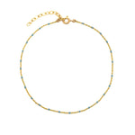 Enamel Chain Anklet Gold Plated, Blue Enamel